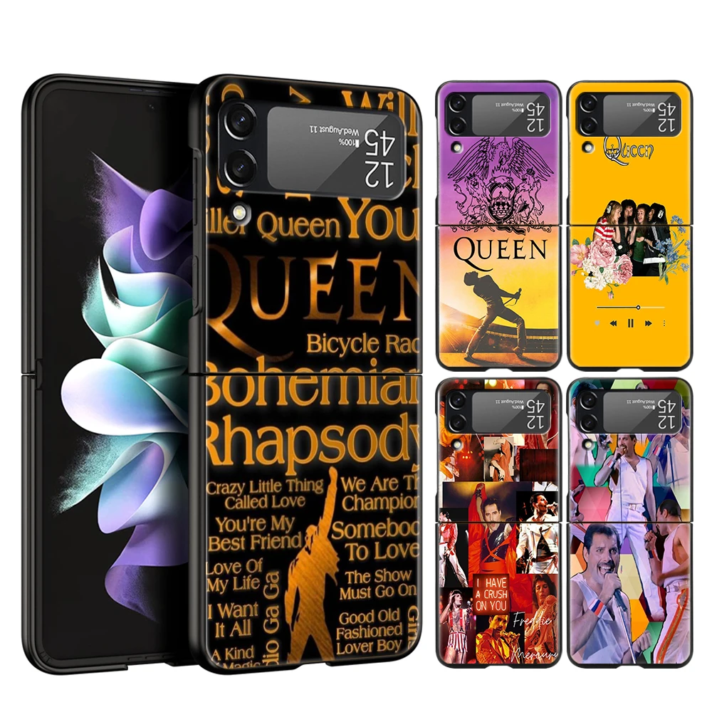 

Freddie Queen жесткий чехол для телефона из поликарбоната для Samsung Galaxy Z Flip 4, черный противоударный чехол для Samsung Z Flip 3