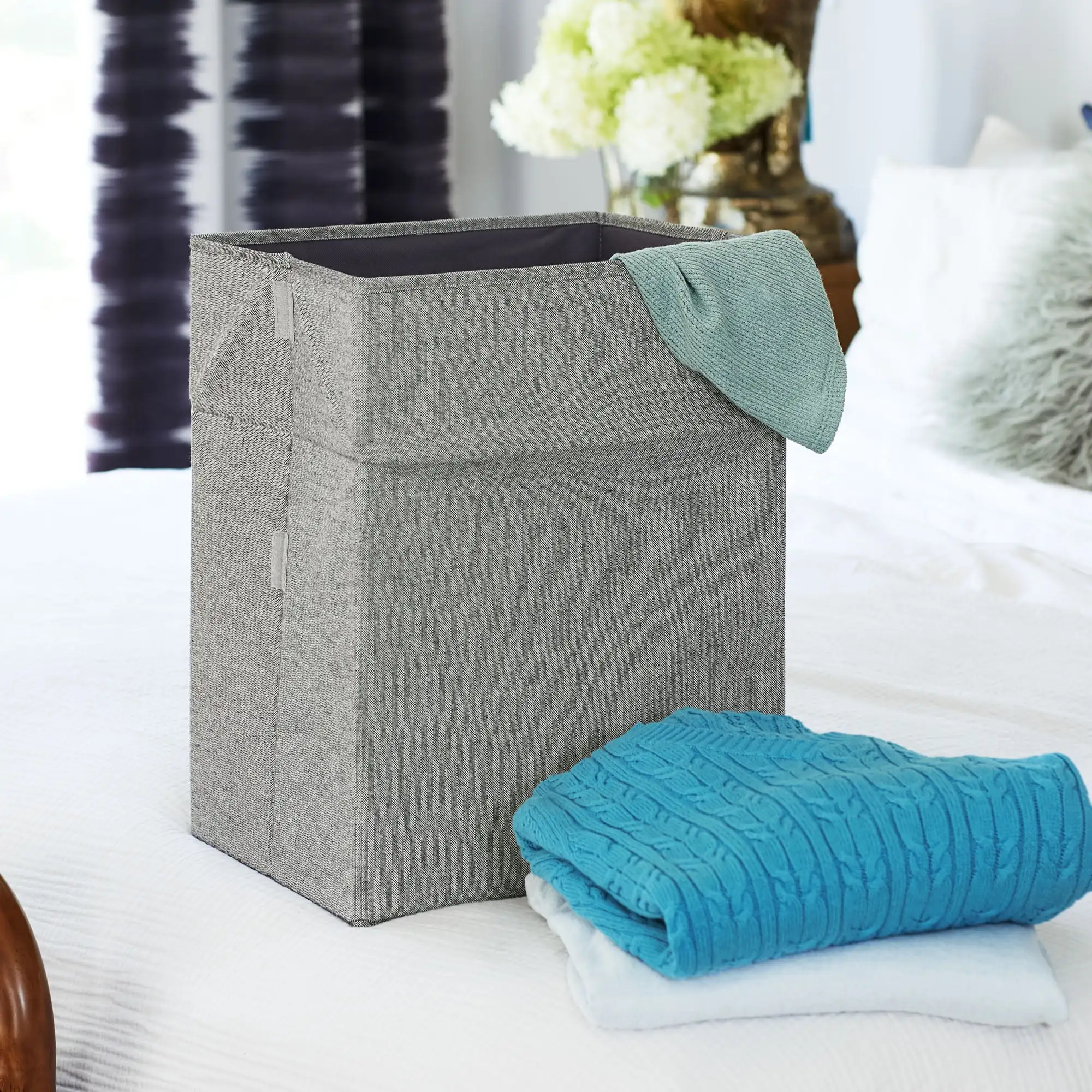 

Expandable Fabric Storage Bin, Gray, Tall