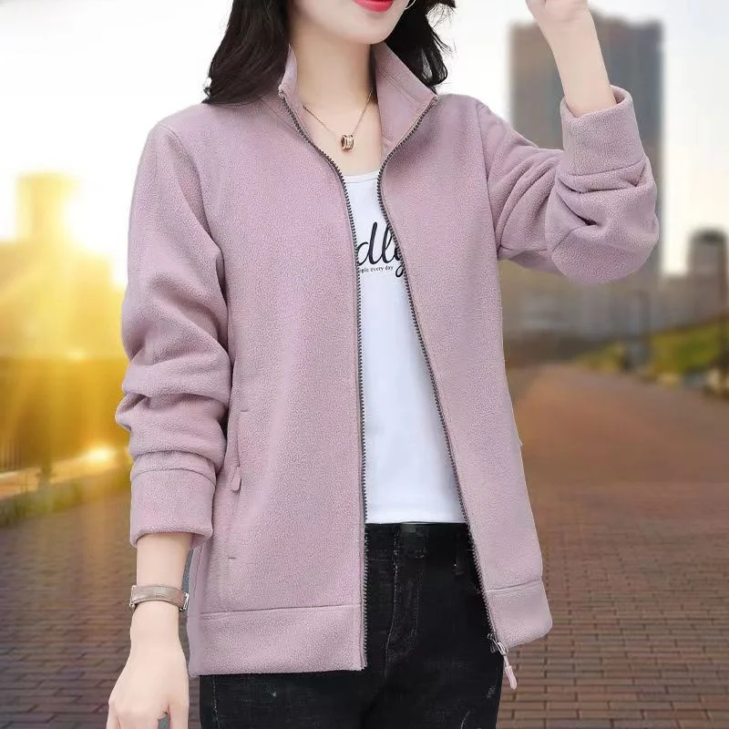 Осеннее короткое пальто из флиса Дятел женское корейское повседневное модное