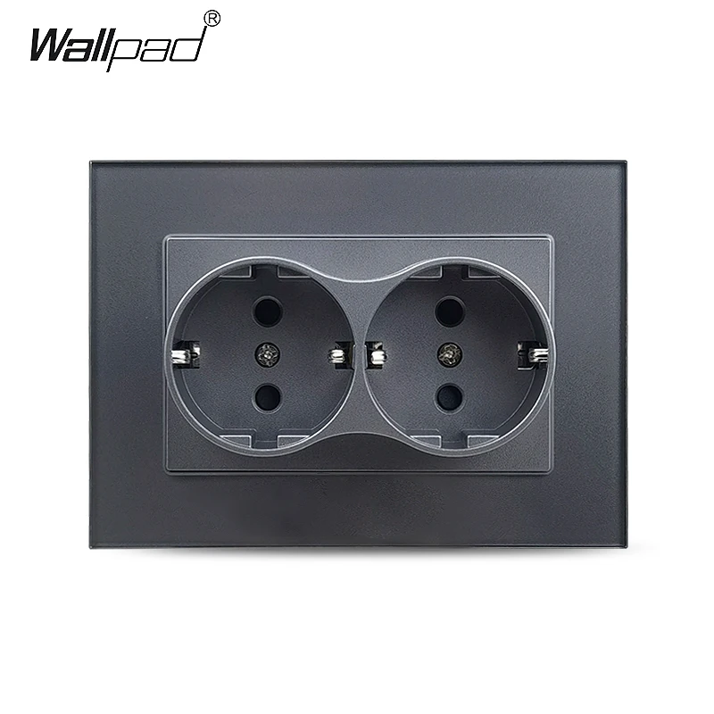 Двойная электрическая розетка Wallpad из закаленного стекла белая