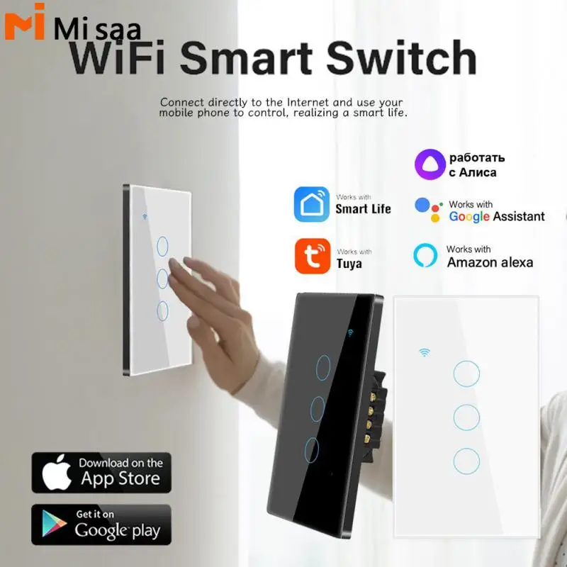 

Smart Light Multi-function Neutral Wire/no Neutral Wire Tuya Wif Tempered Glass Support Alexa Google Home Smart Home App Control