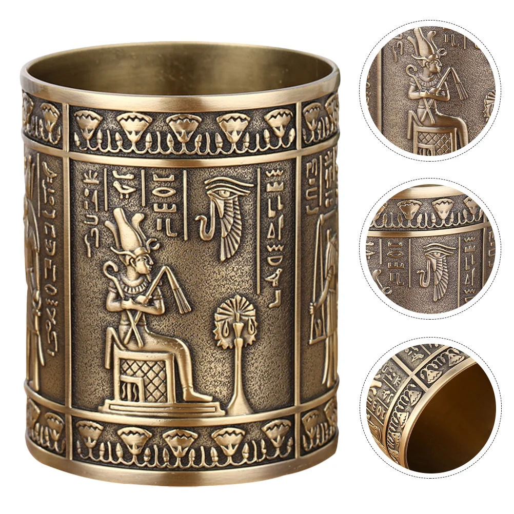

Brush Organizer Egyptian Idol Holder Containers Case Metal Stationery