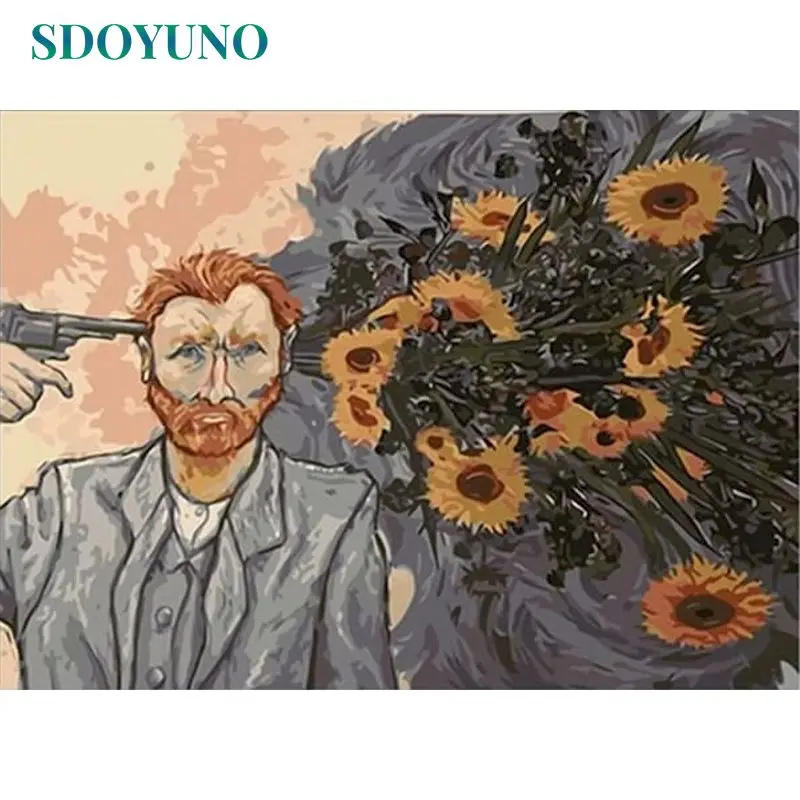 

SDOYUNO Painting By Number Sunflower Drawing On Canvas HandPainted Art Gift DIY Pictures By Number Flower Kits Home Decoration