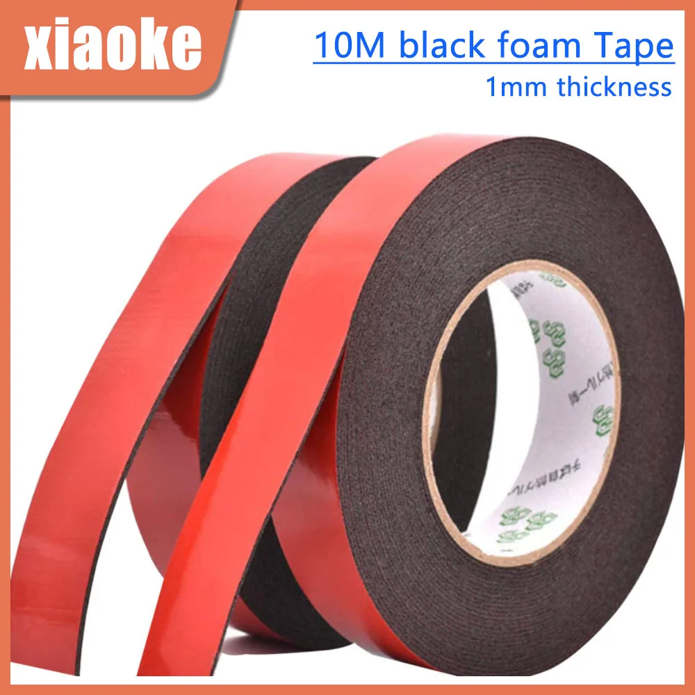 

10M Black Foam Tape Strong Bond Double Tape 1/2pcs Waterproof Double-sided Adhesive Wide For Mounting Fixing Pad Sticky 10-30mm