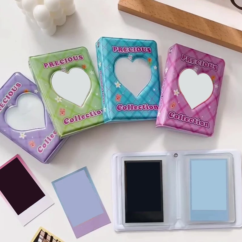 

3 Inch Photo Album Love Heart Hollow Photocard Holder Kpop Card Binder Cute Bear Milk Album Instax Scrapbook Album Collect Book