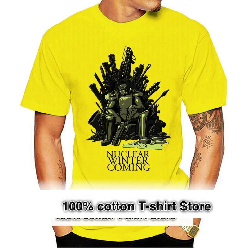 

Мужская хлопковая футболка Fallout, белая футболка с коротким рукавом, осень 2021