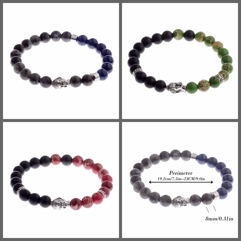 

Buddha Head Stone Beads Bracelet Healing Balance Prayer Natural Stone Yoga Bracelet For Men Women