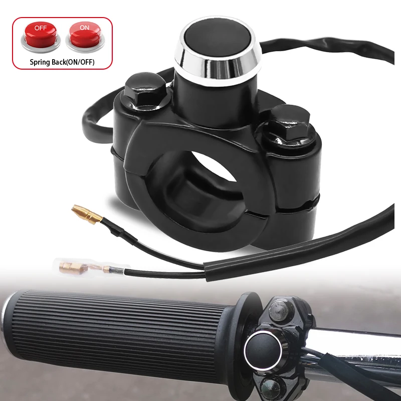 

22cm 7/8" Motorcycle Switch Handlebar Mount Horn Headlight Strobe Momentary On Off Switch Button Aluminum Alloy Interruptor Moto