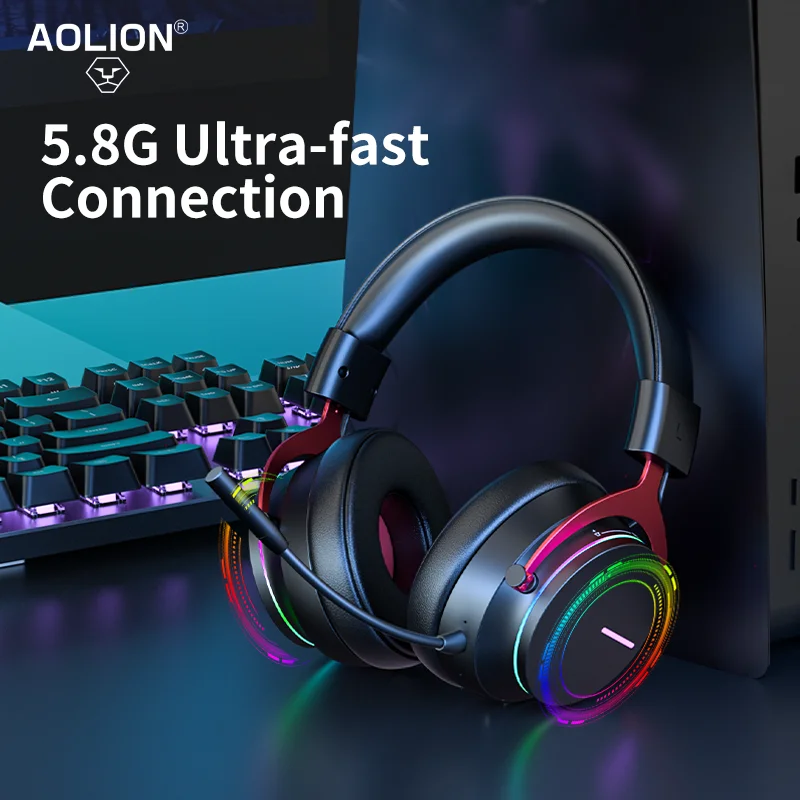 

Wireless RGB Game Headset 5.8G 7.1 Surround Stereo Gaming Headphone with Microphone for PS5 PS4 Switch PC