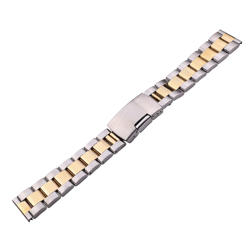 16mm 18mm 20mm 22mm 24mm Men Strap Silver Black Metal Watch Band Bracelet 316L Solid Stainless Steel Straight End Watchbands