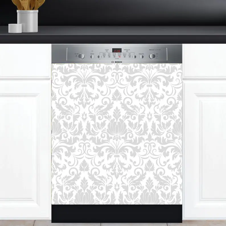 

Dishwasher Cover Choose Magnet Or Vinyl Decal Sticker, Damask Art Design D0124- choose your type from the menu.