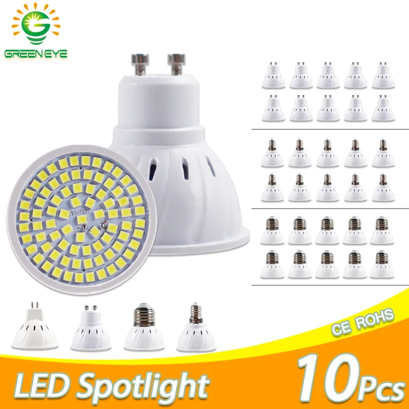 

10pcs Lampada LED Spotlight Bulb E27 E14 MR16 GU10 B22 220V Bombillas LED Lamp 48 60 80 LED 2835 SMD Lampara Spot Light 3w 5w