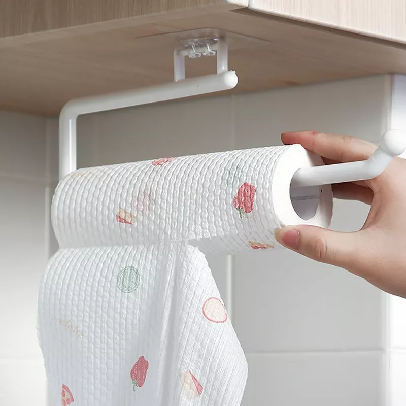 

Kitchen Paper Roll Holder Wall Mounted Towel Hanger Rack Bar Cabinet Rag Storage Organizer Shelf Toilet Paper Holders