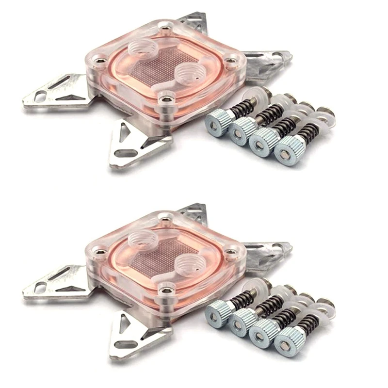 

2X Computer CPU Cooler Water Cooling Block Copper Base POM Cover For LGA 1155 2011 AMD AM4 Fans Cooling
