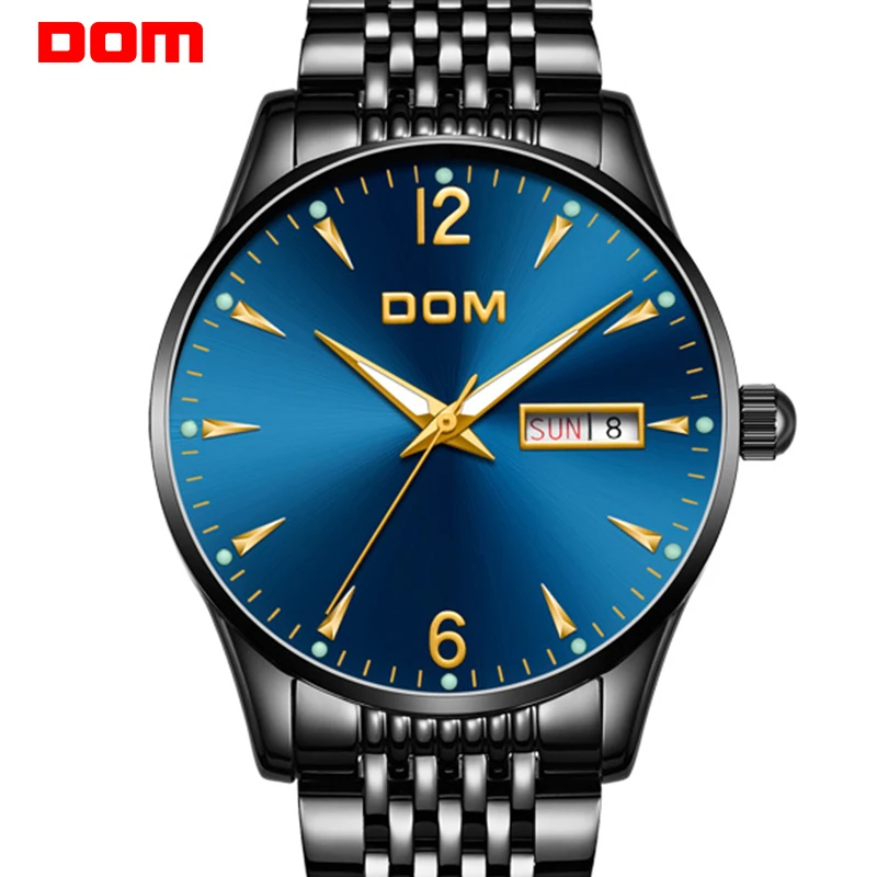 Часы мужские Кварцевые водонепроницаемые с синим циферблатом 2019 |