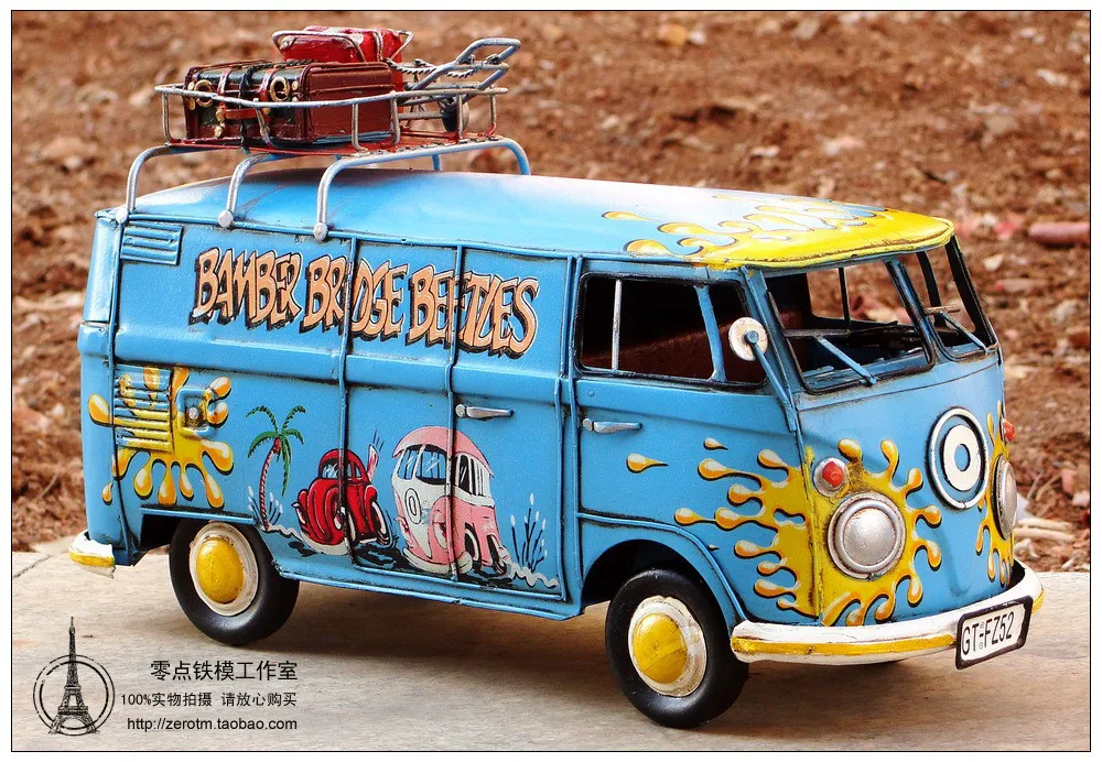 Американский автобус хиппи 1970-х годов антикварные металлические модели