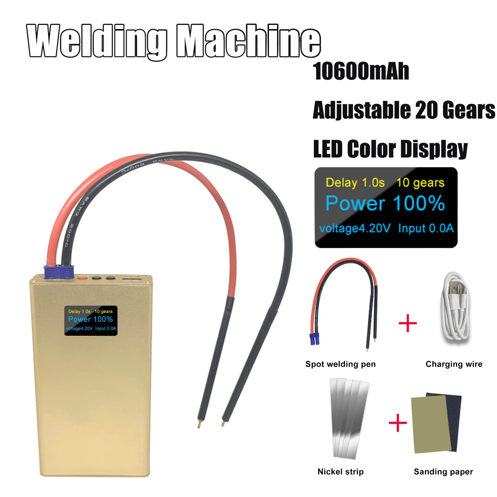 

10600mAh Portable Spot Welder OLED Spot Welding Machine Type-C charging 18650 Battery welding machine Tool with Nickel Pens