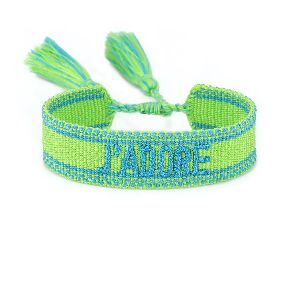 

2022 New Letter Embroidery Tassel Bracelet Handwoven Adjustable Mom Bracelet Gift Wholesale