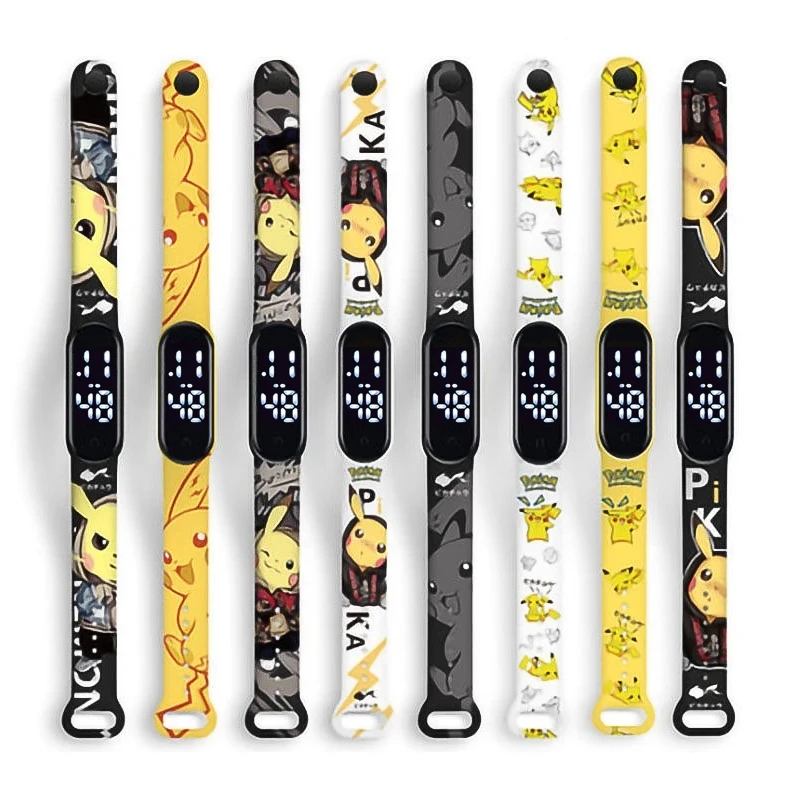 

Pokemon Electronic Watch Pikachu Cartoon Digital Electronic Waterproof LED Watch Wristband Children's Toy Christmas Gift