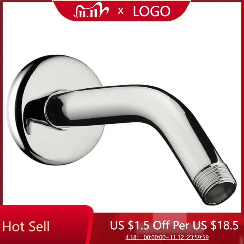 

Stainless Steel Shower Arm Silver Chrome Plated Wall Mounted Shower Head Extension Pipe Bathroom Accessories Faucet Replacement