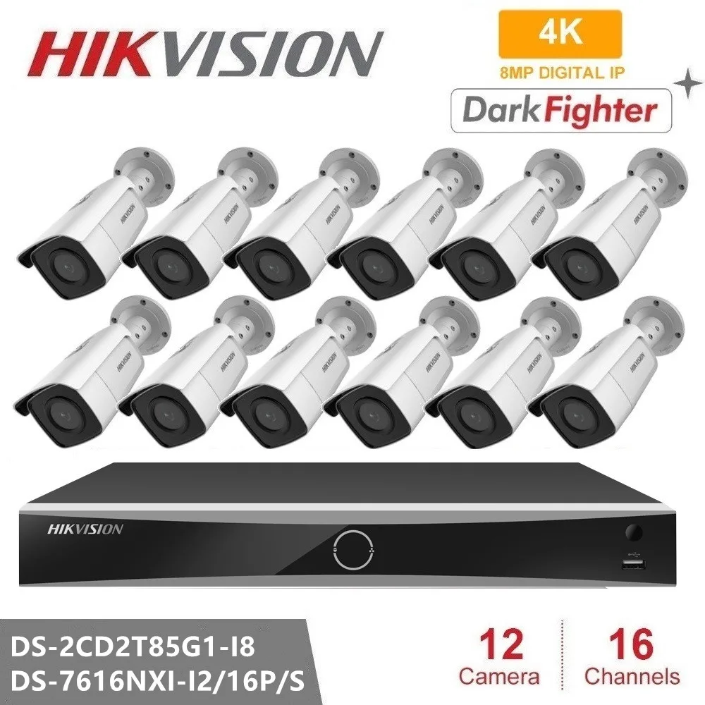 

Hikvision, комплекты видеонаблюдения, сетевая цилиндрическая камера 8 Мп, DarkFighter IR80M CCTV IP POE IP67 WDR Technology