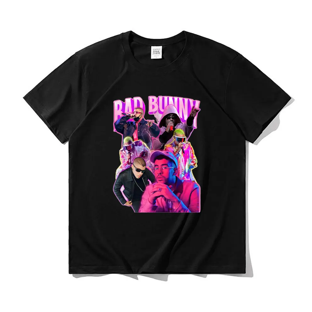 

Hip Hop Bad Bunny Summer Streetwear T-shirts Short Sleeve Men Women Pure Cotton Plus Size Oversize Tshirt Fashion Print T Shirts