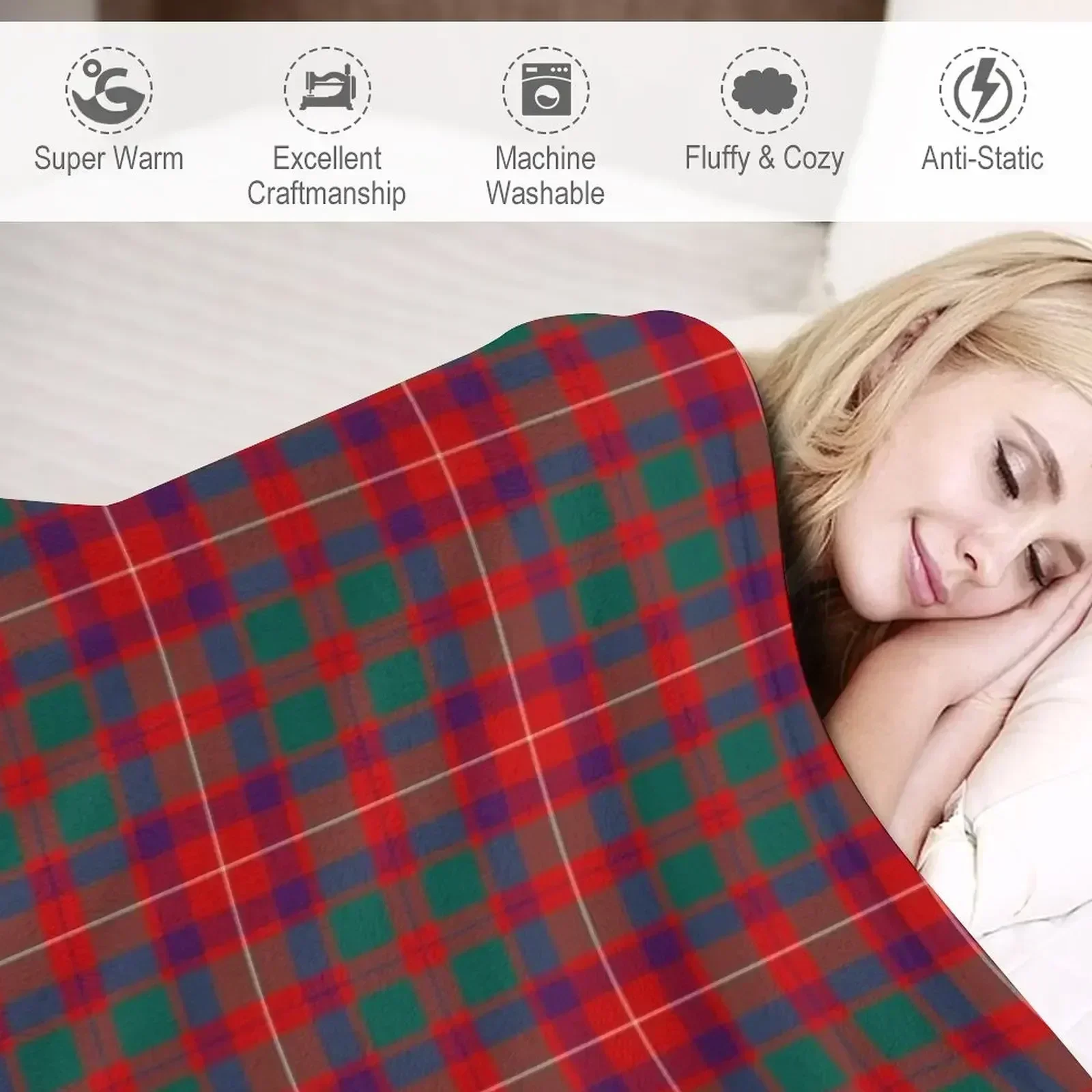 Фото Плюшевый уютный плед Clan Geddes Tartan для дивана и кресла №4