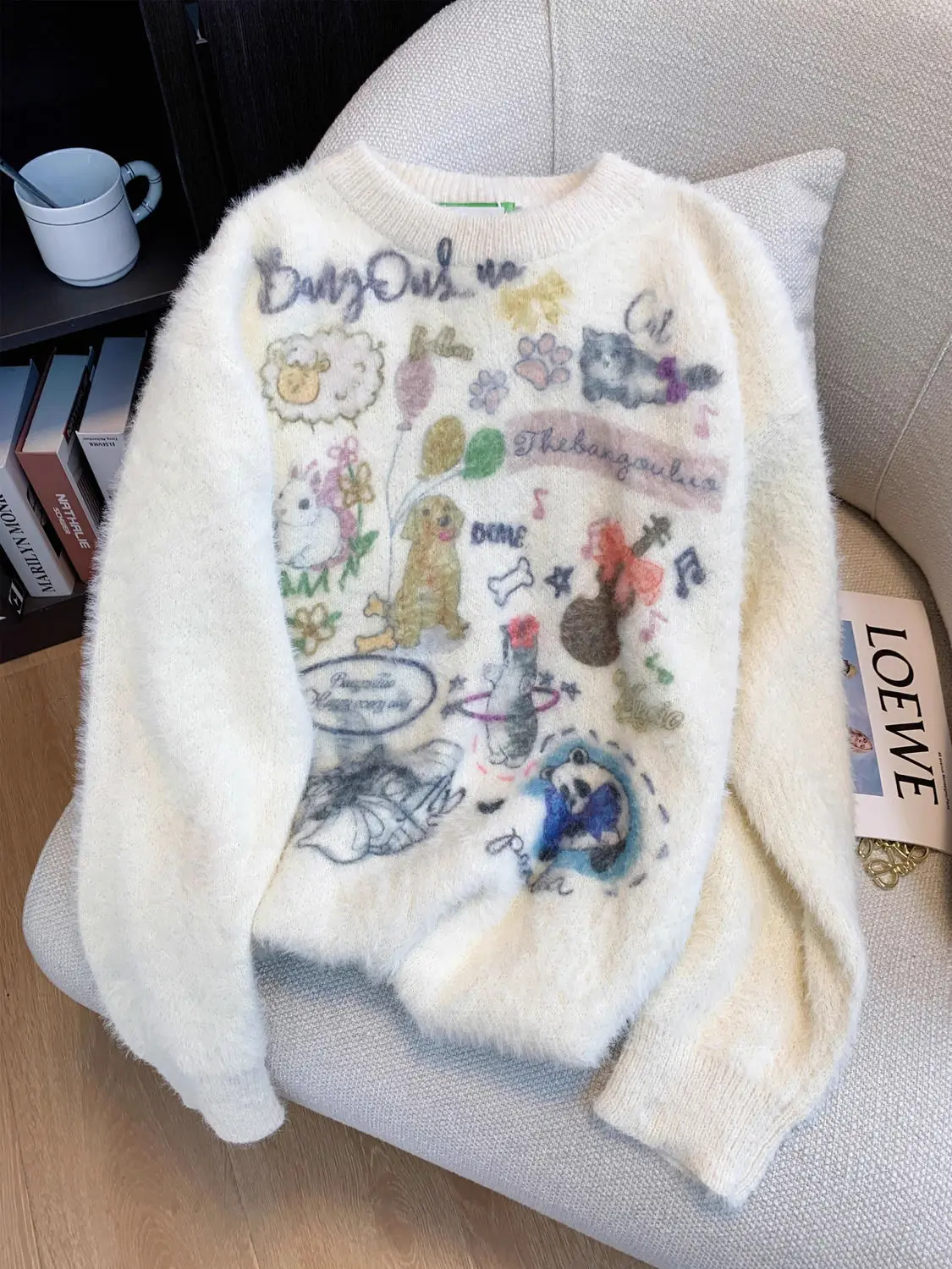 Korejpaa японский стиль мультфильм жаккардовые вязаные свитера женские осень зима