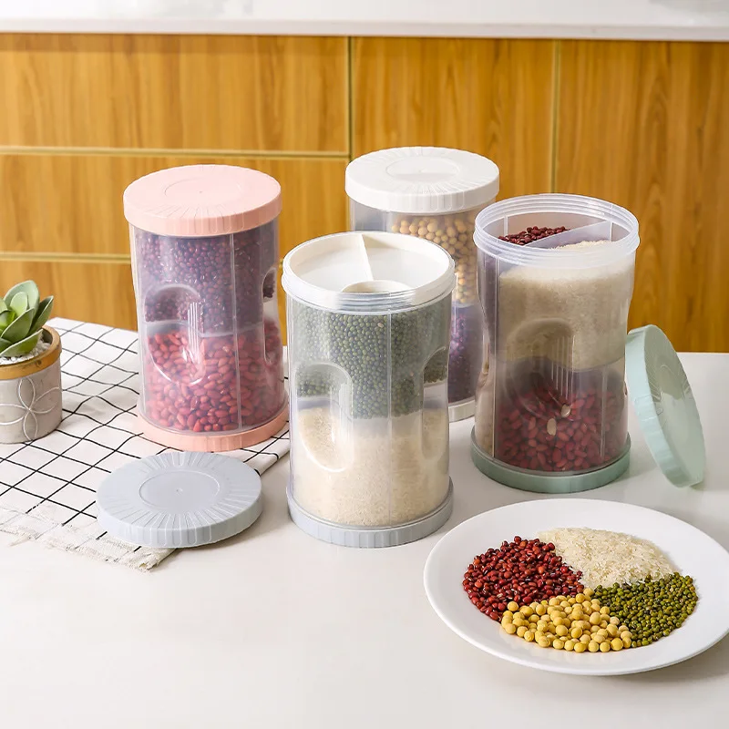 

2.5L Round Jars for Bulk Cereal Dispenser Plastic Grain Storage Box Sealed Tank Rice Bucket Kitchen Dry Food Container Organizer