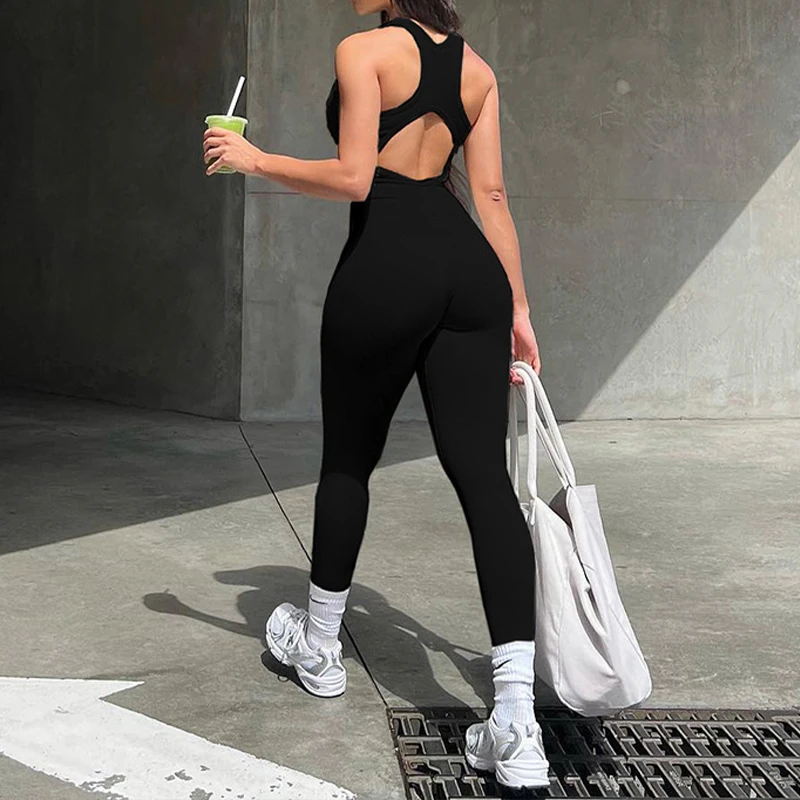 BKLD простой эластичный сексуальный комбинезон с открытыми плечами для йоги