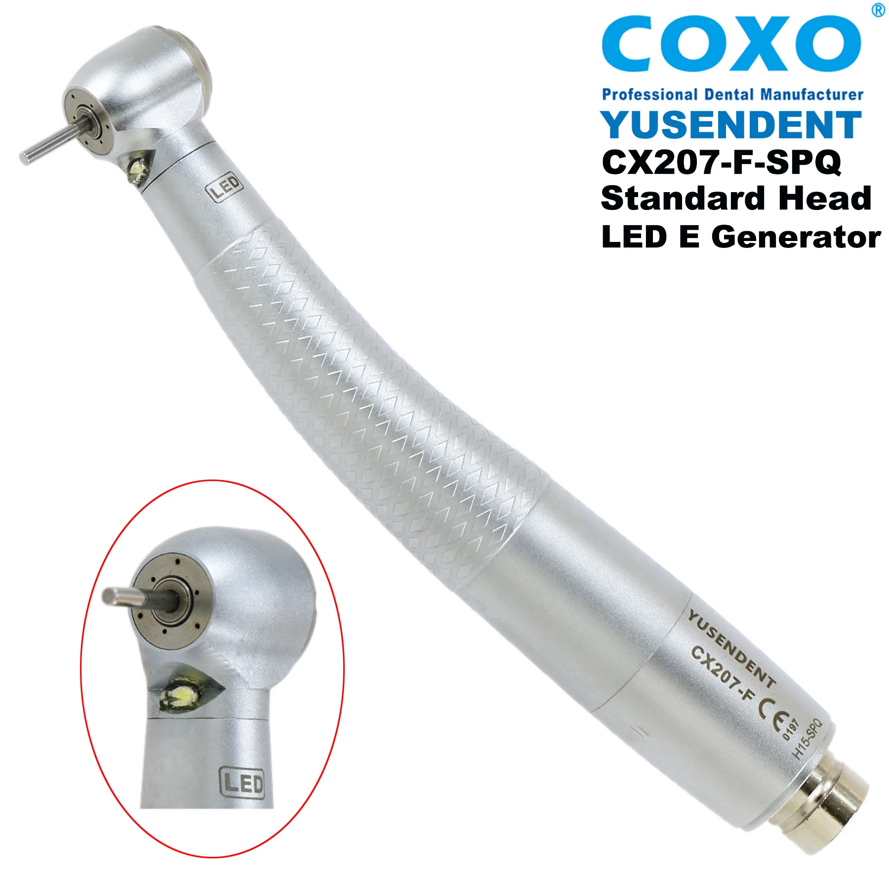 

COXO Dental Self-Power LED High Speed Turbine Standard Head Handpiece Fit NSK CX207-F-SPQ