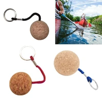 2pcs 35mm floating cork ball key ring sailing boat float buoyant rope ultraweight wooden keychain kayakd accessories
