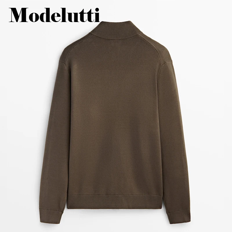 Вязаный свитер с длинным рукавом и карманами весна-осень |