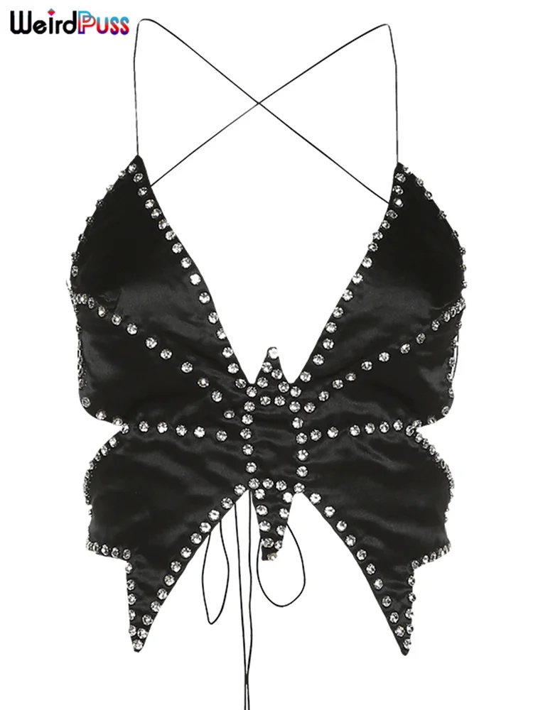 Женский бандажный однотонный топ с бабочкой и открытой спиной | Женская одежда