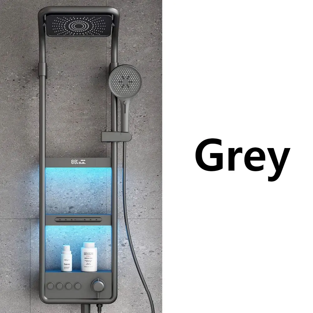 

Современный высококачественный набор смесителей для душа в ванной комнате, смеситель с дождевой водопадом, умный светодиодный дисплей, панель для дождевого душа с лампой душевая система с тропическим душем термостатиче