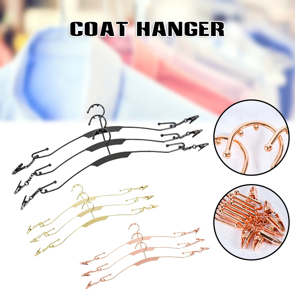

Metal Coat Hangers Sturdy Anti Slip for Closets Large Opening Hook Portable Clothes Racks for Shirts Skirts Durable Space Saver