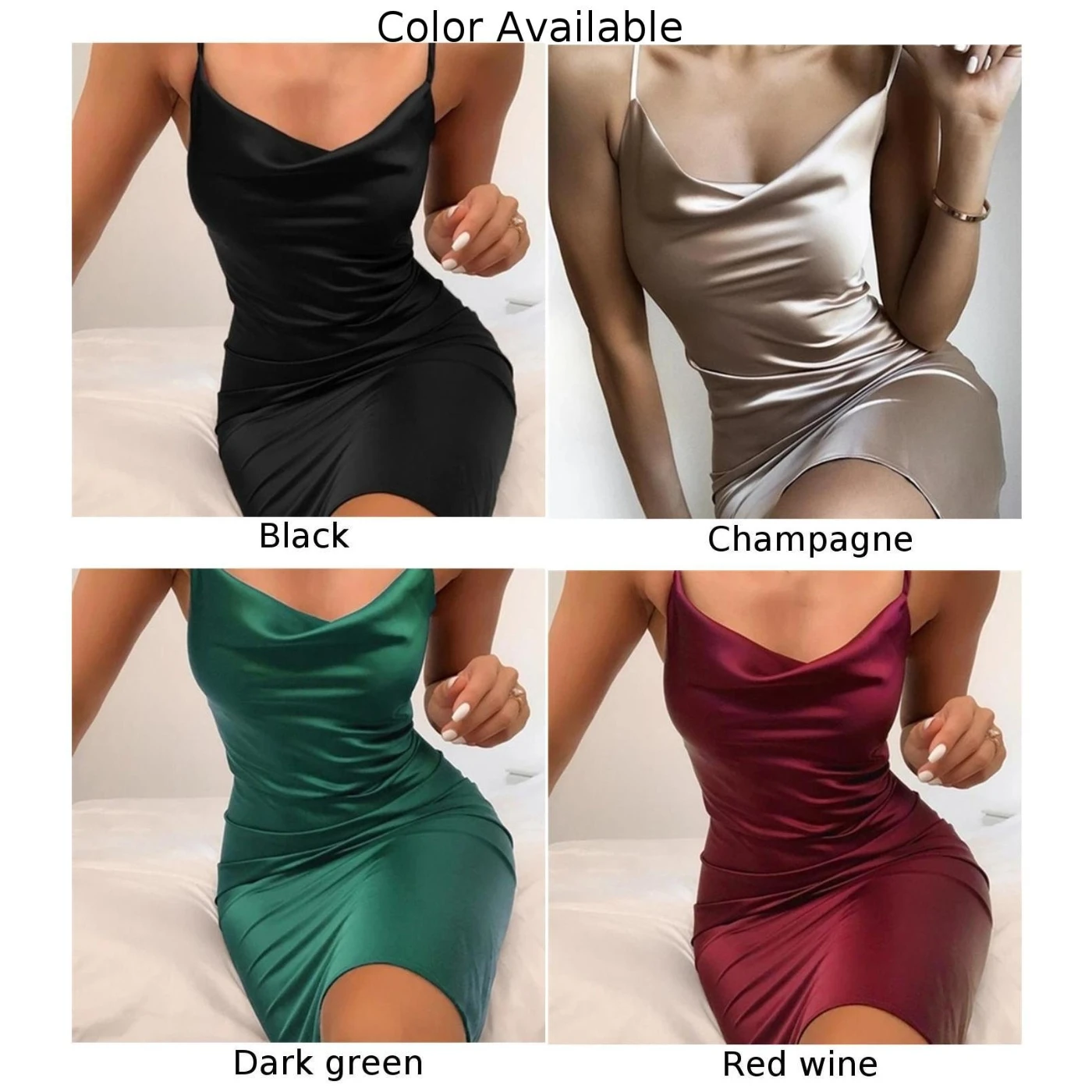 Сексуальная пижама шелковая атласная сорочка без рукавов тонкий однотонный