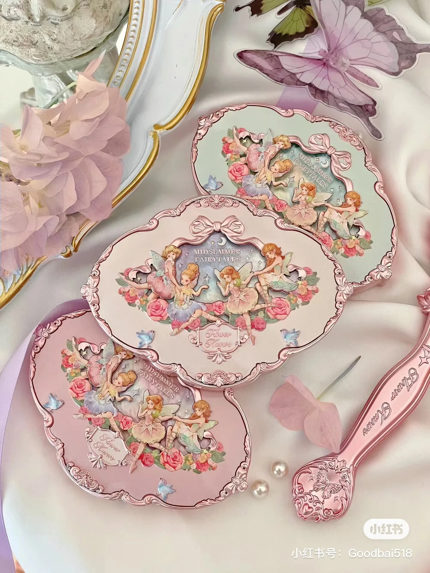 Flower Knows-sombra de ojos con purpurina prensada пигментная brillante Natural Serie Fairytales en relieve 5 цветов Midsu