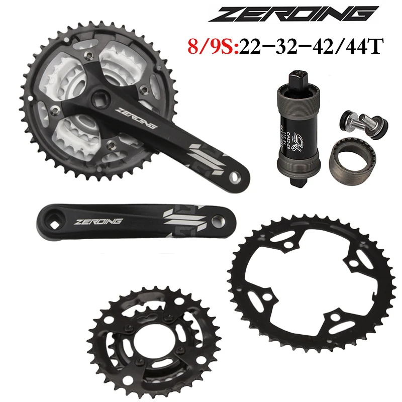 

ZEROING 104/64BCD Mountain Bike Crankset Aluminum Alloy 170mm Crank Triple Speed Chainring 22-32-42/44T Mtb Crank Set Part