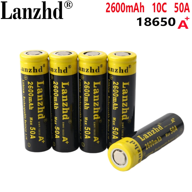 

1-12PCS Large current 10C 18650 50A batteryt 3.7V 2600mA 50A lithium-ion battery for LED Flashlight / Electric Drill / Toy Car