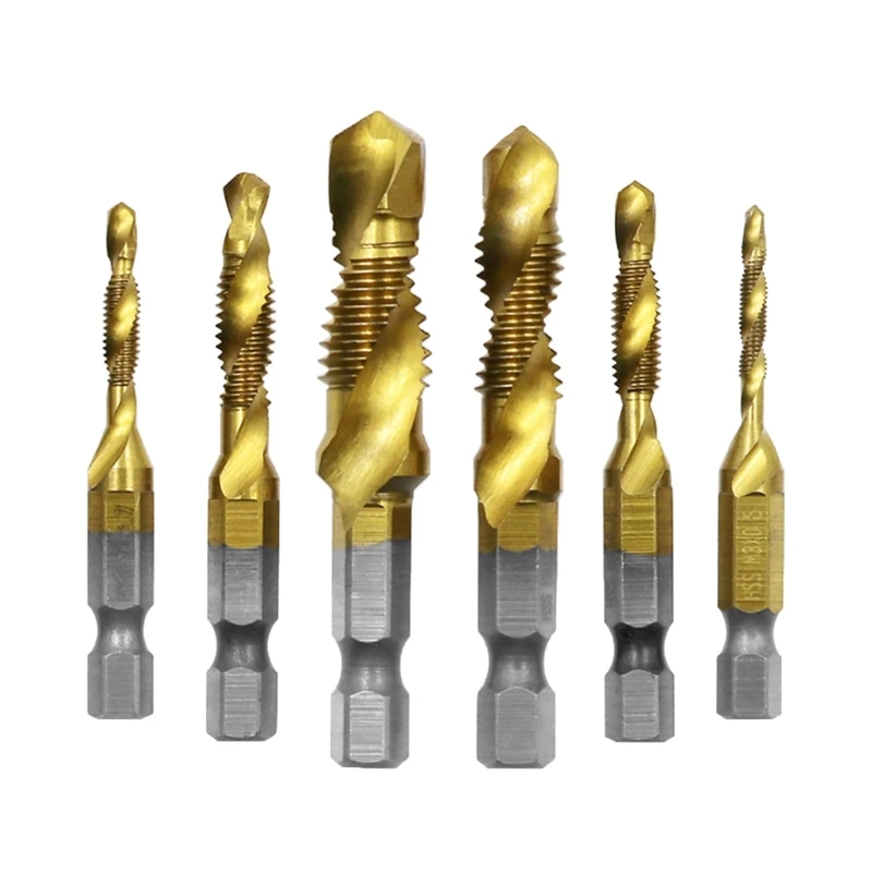 

High Speed Steel Tap Drill Bit Set Shank Composite Tap Set (6pcs) for Tapping Thread in Various Materials M3M10 Dropship