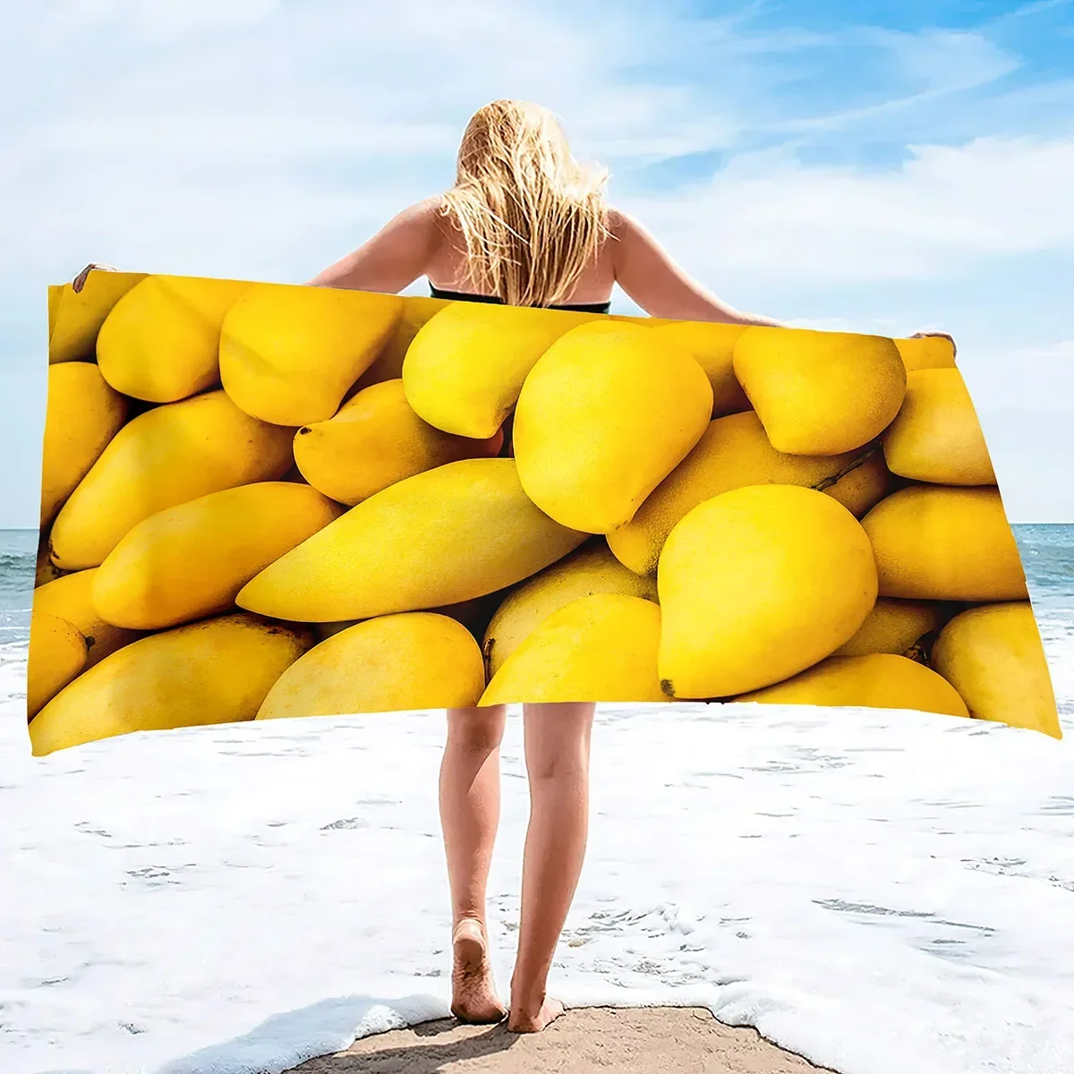 Быстросохнущее пляжное полотенце из микрофибры с фруктами манго и песка легкое