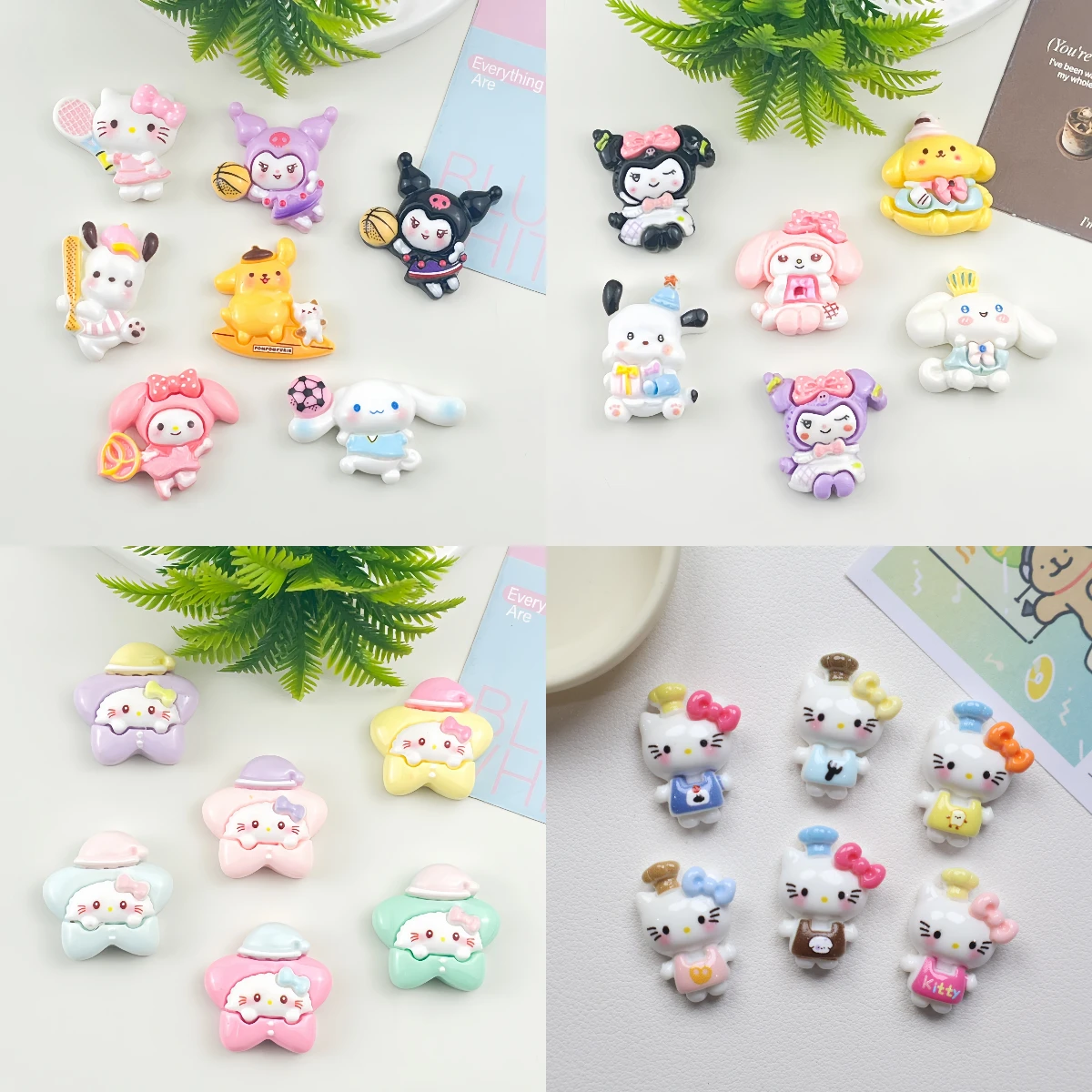 Фото Милые плоские фигурки из смолы Sanrio Kulomi Melody Series для декора холодильника, скрапбукинга, чехлов для телефонов, головных уборов, сережек и поделок своими руками №1