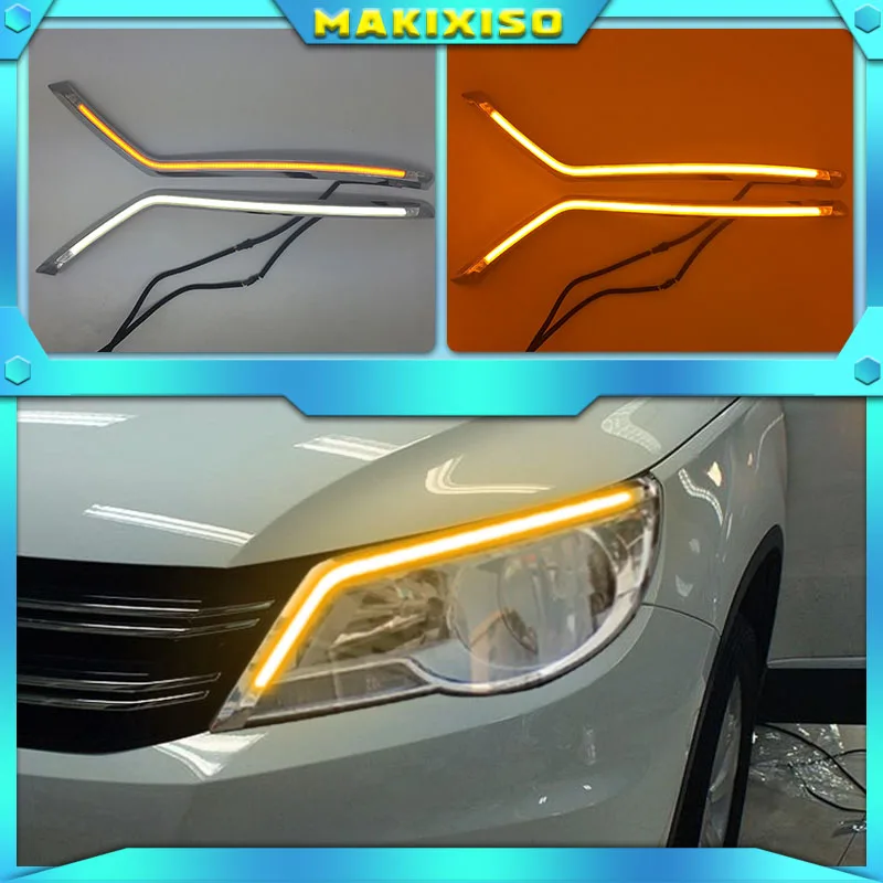

2 шт. для Volkswagen Tiguan 2010-2012 поворотное желтое реле сигнала Водонепроницаемая 12 В автомобильная лампа DRL светодиодсветодиодный дневные хосветильник