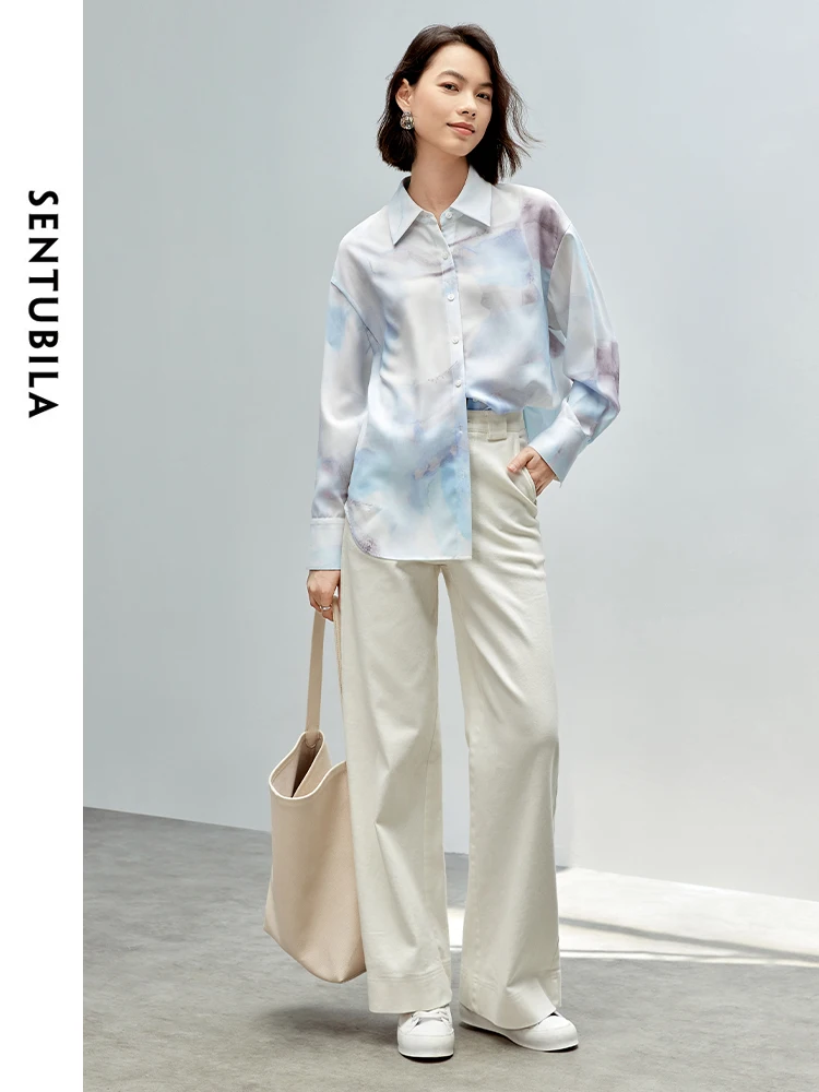 SENTUBILA Повседневная рубашка с художественным принтом для женщин осень 2024