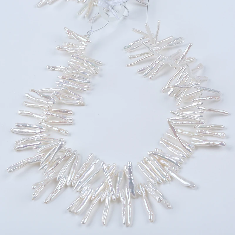 Зубочистка из пресноводной нити с жемчужинами в стиле барокко ширина 3-5 мм * 25-28