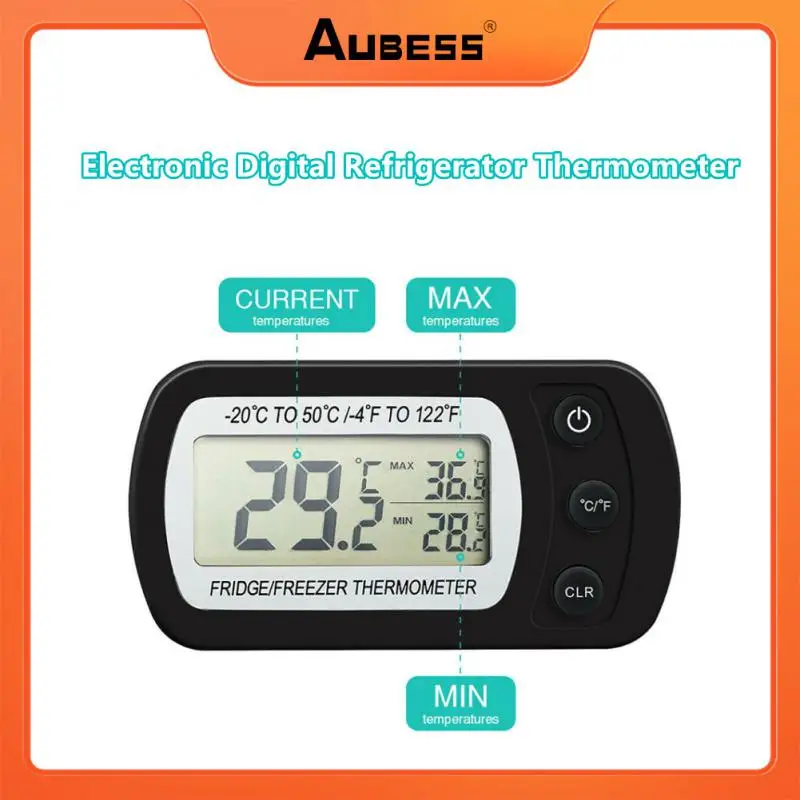 

Aubess LCD Refrigerator Thermometer Meter Electronic Digital Refrigerator Thermometer Freezer Fridge Anti-humidity Thermometer