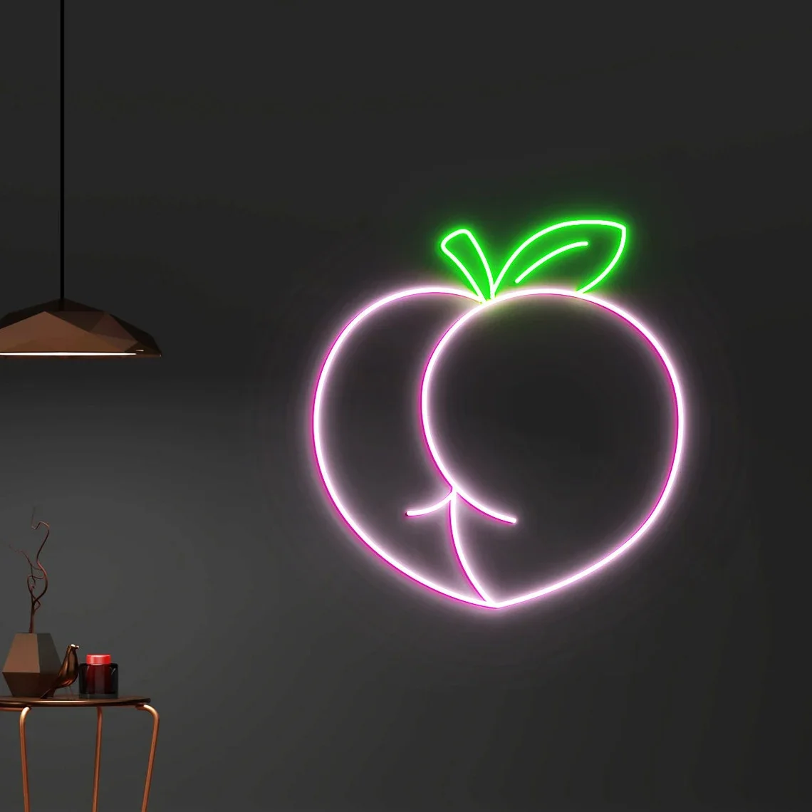 Персиковая неоновая вывеска в виде ягодиц для игровой комнаты спальни Ночной