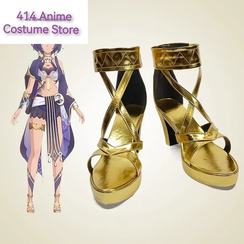 Новые сапоги для косплея по аниме-игре Genshin Impact Candace Shoes золотые туфли на высоком