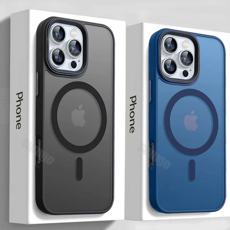 New 16 Series Matte Translucency Case For iPhone 15 14 13 12 11 Pro Max Plus Wireless Charging Magnetic Shockproof Back Cover